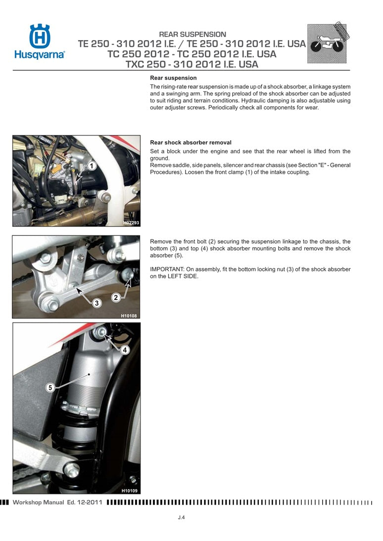 2012 Husqvarna TC250 TC 250 Service Manual