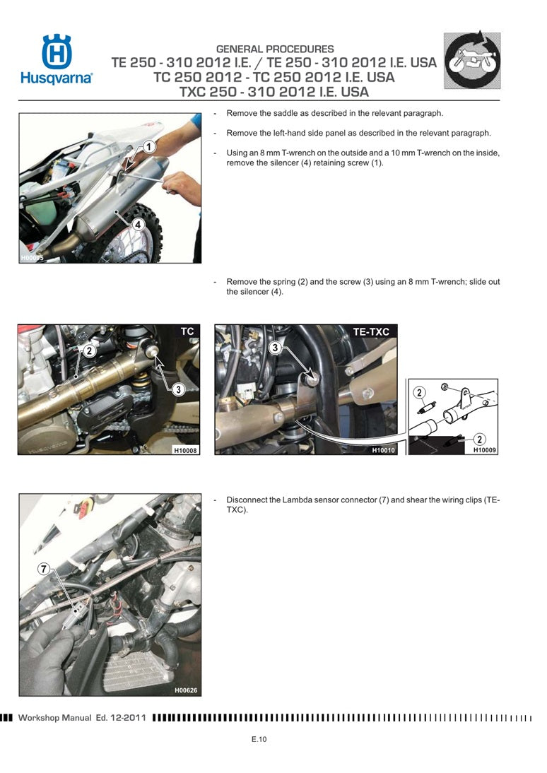 2012 Husqvarna TC250 TC 250 Service Manual