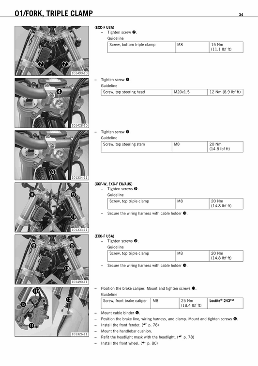 2012 KTM 350 XCFW XCF-W Service Manual