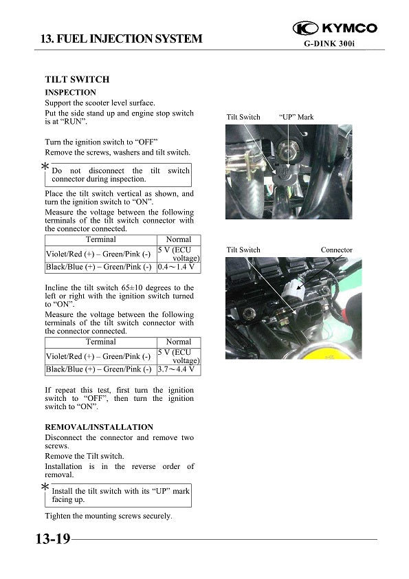 2012-2017 KYMCO Grand Dink / G-Dink 300i 300cc Scooter Service Manual