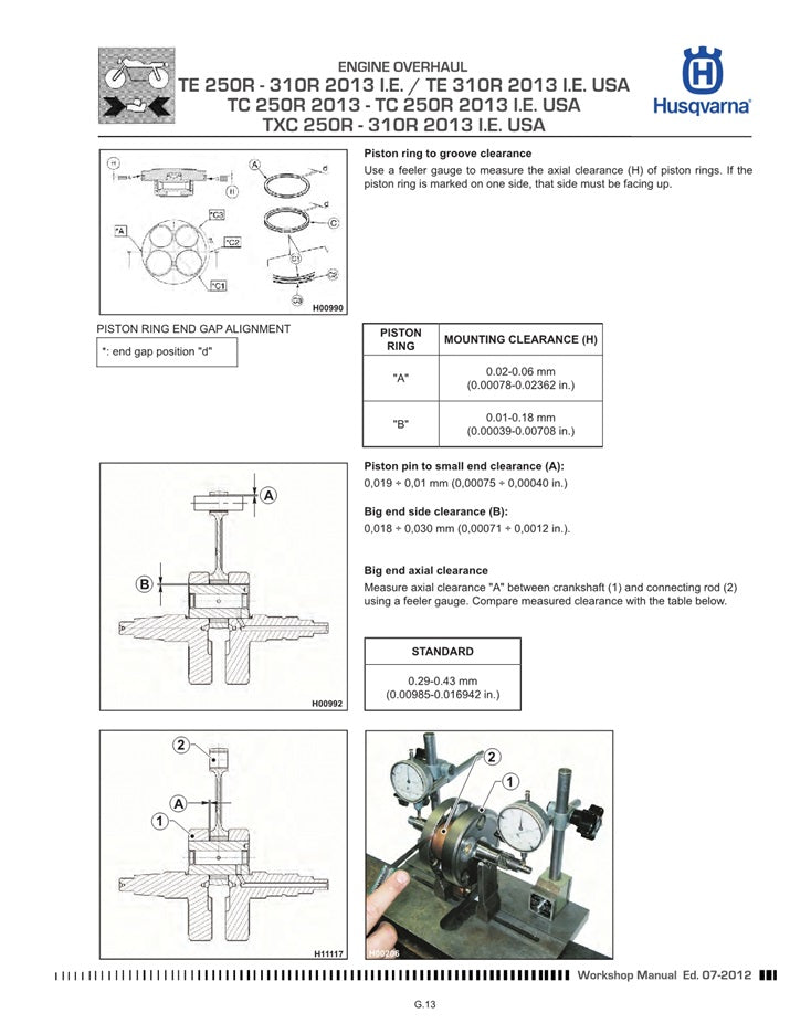 2013 Husqvarna TXC310R TXC 310R Service Manual