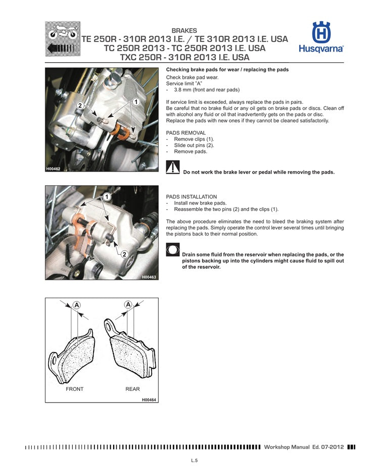 2013 Husqvarna TXC310R TXC 310R Service Manual