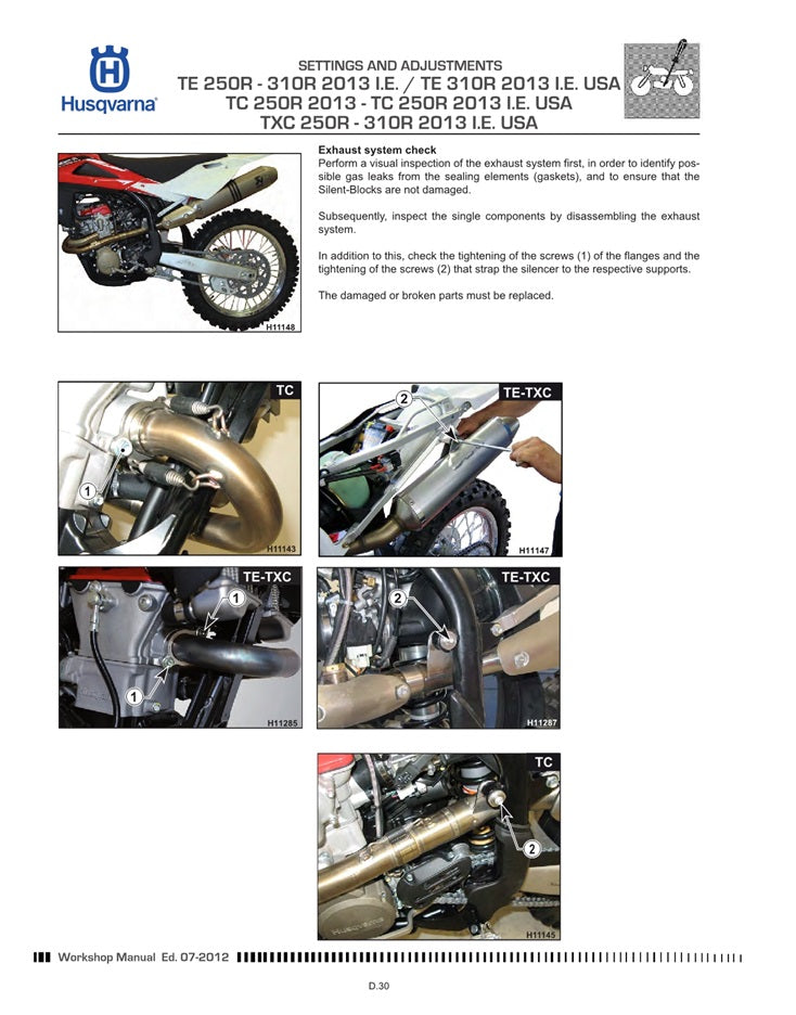 2013 Husqvarna TXC310R TXC 310R Service Manual