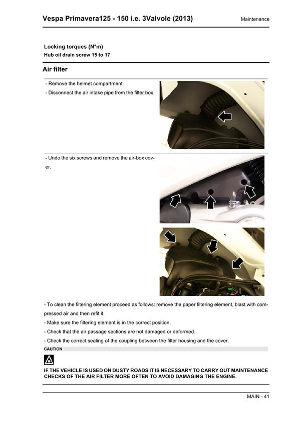 2013-2018 Vespa Primavera 150 150cc 3v 4t Scooter Service Manual