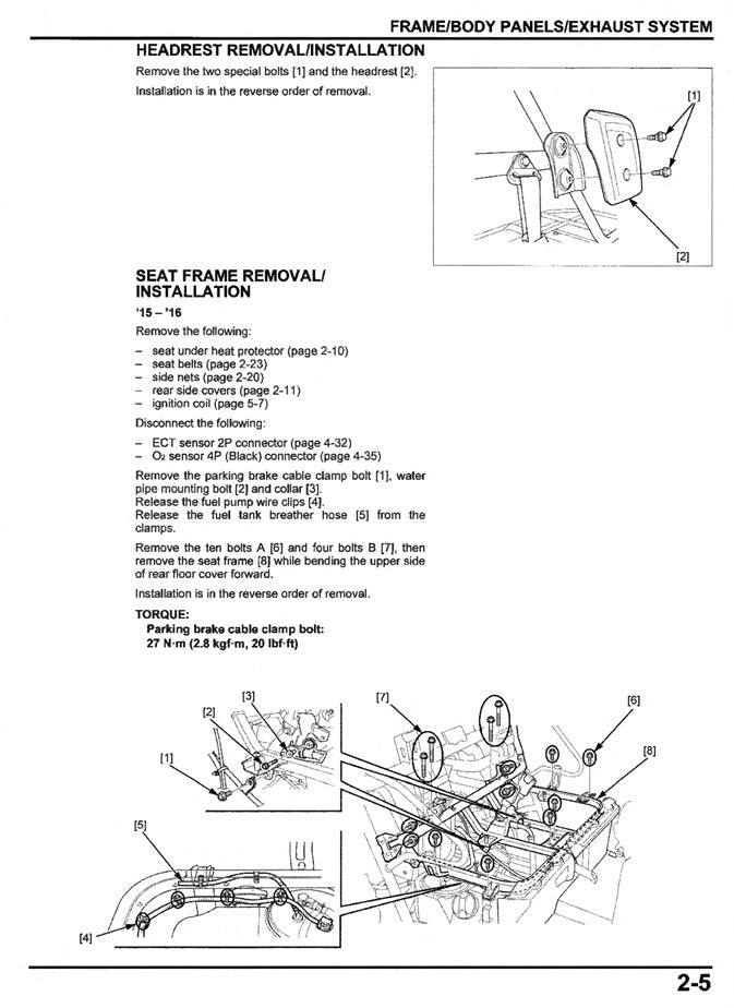 2015-2017 Honda Pioneer SXS 500 4x4 ATV SxS Manual