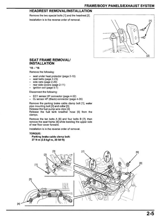 2018-2019 Honda Pioneer SXS 500 4x4 ATV SxS Manual