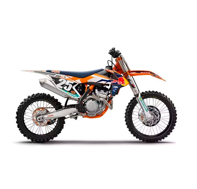 MXG Racing Ribbed Seat Cover For KTM SX/SXF 2011-2015 - Black/Blue With Orange Stripes