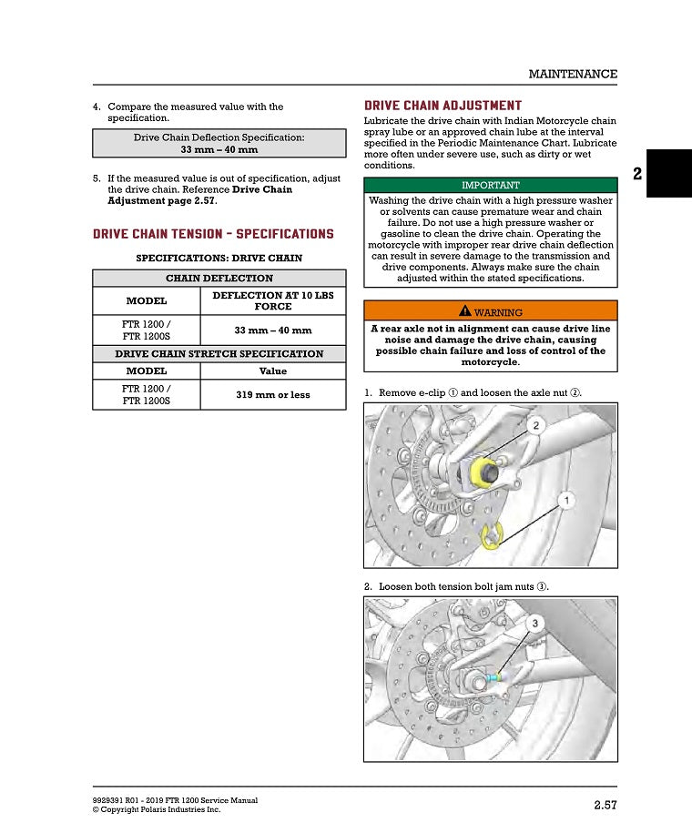 2019-2023 Indian Motorcycles FTR Sport 1200 Service Manual