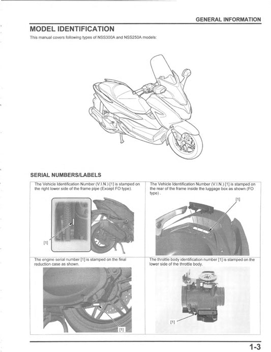 2019-2024 Honda NSS 250 Forza Reflex Service Manual