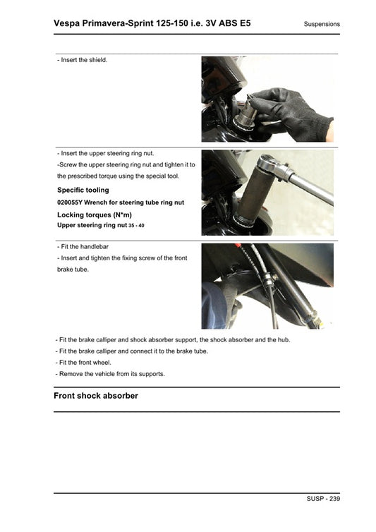 2020on Vespa Primavera 125 125cc 3v 4t E5 Scooter Service Manual