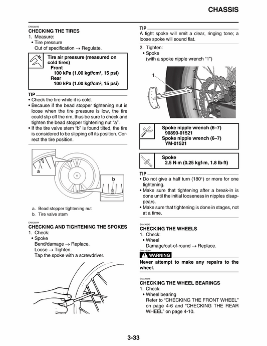2024-2025 Yamaha YZ450FX Motocross Service Manual
