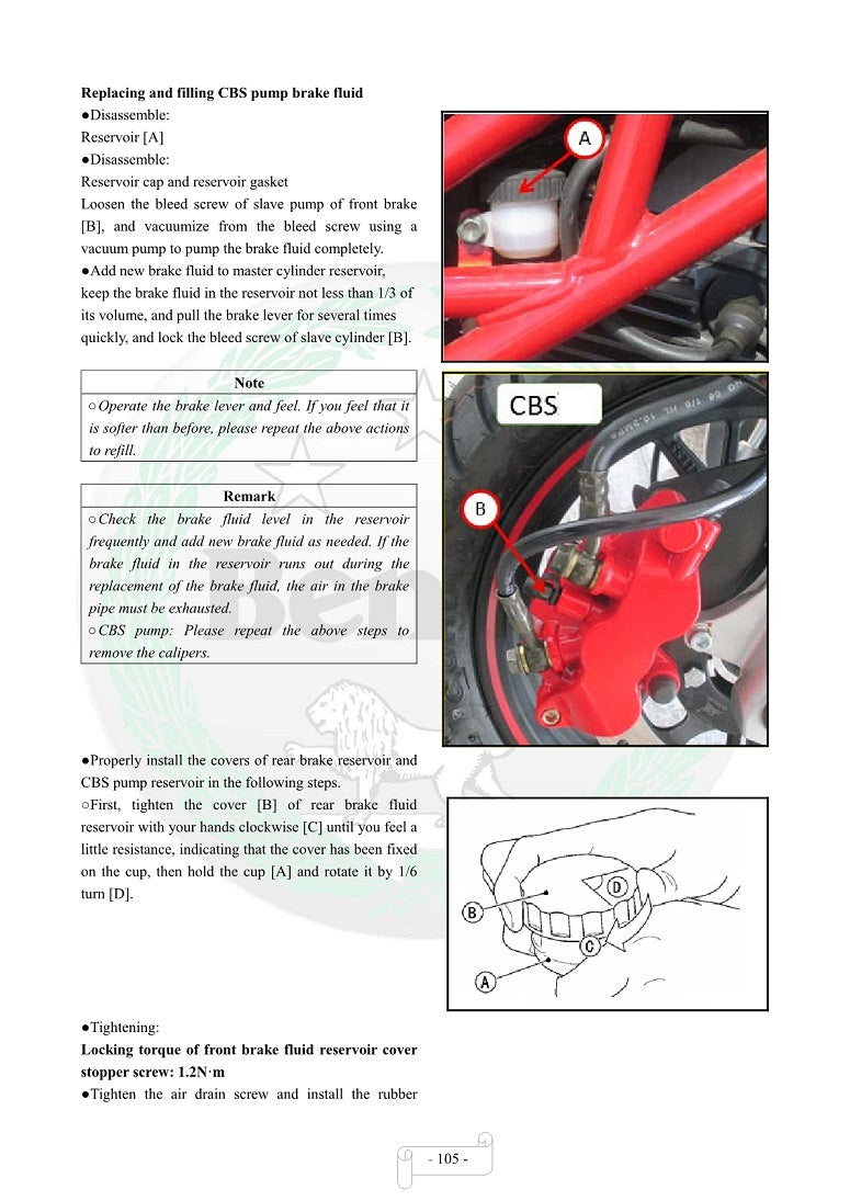 2017 en adelante Benelli TNT 125 Manual de servicio