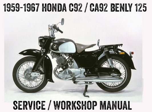 1959-1967 Honda C92 CA92 Benly 125 Service / Workshop / Repair Manual