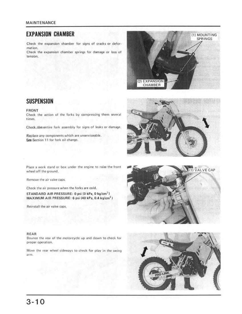1985 Honda CR250 CR250R Motocross Service Manual