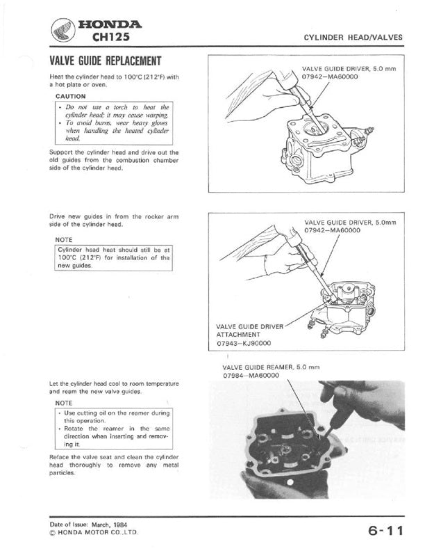 1984 Onwards Honda CH125 Elite Spacy Service Manual