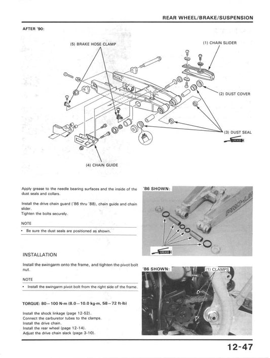 1990 Honda CR125 CR125R Motocross Service Manual