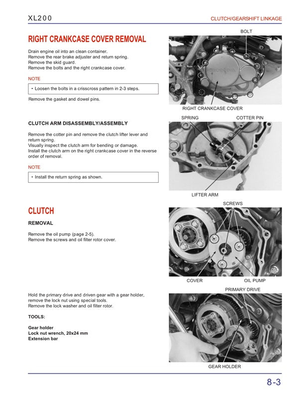 2001on Honda XL200 XL 200 Service Manual