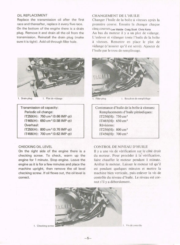 1981 Yamaha IT465 IT 465 Service Manual