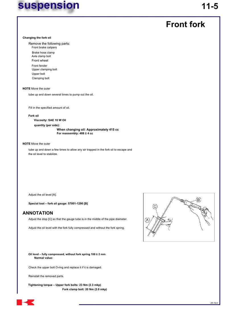 2003-2006 Kawasaki Z750S ZR750S Manual de servicio