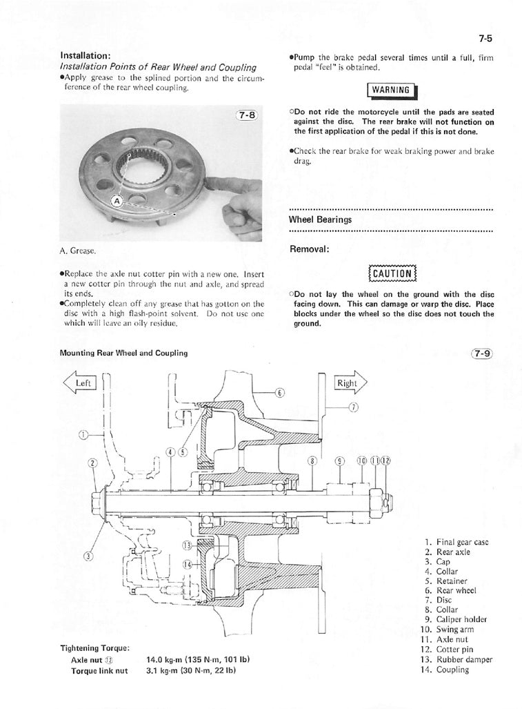 1982on Kawasaki Z750 KZ750 P1 Shaft Drive Service Manual
