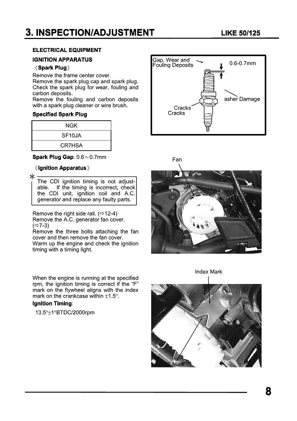 2011-2017 KYMCO Like 125 Manual de servicio de scooter de 125 cc