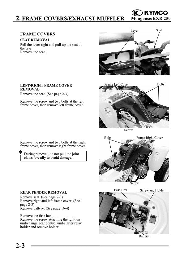 2003-2015 KYMCO Mongoose KXR 250 250cc 4T ATV Quad Service Manual