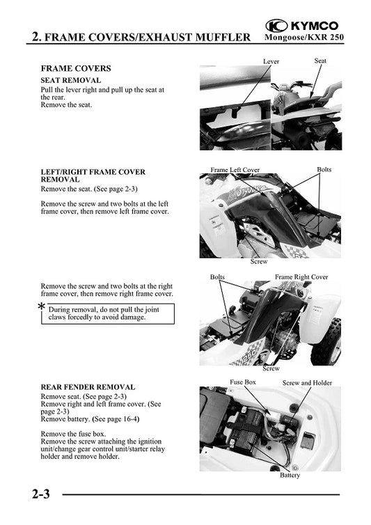 2003-2015 KYMCO Mongoose KXR 250 250cc 4T ATV Quad Service Manual