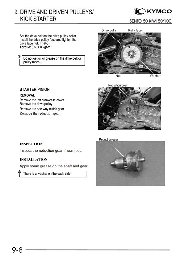 2008-2012 KYMCO Kiwi 50 50cc Scooter Service Manual