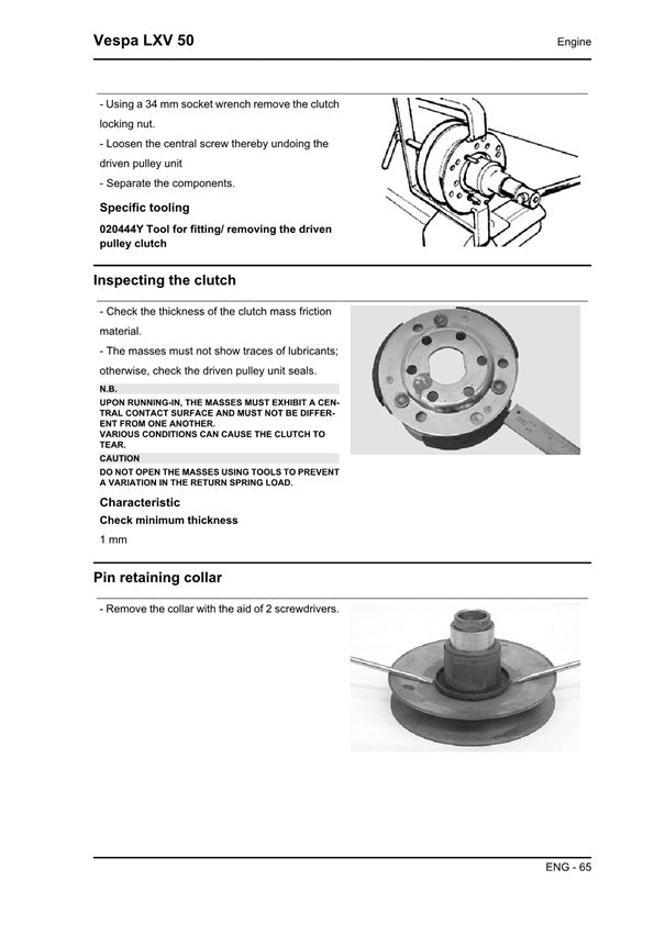 2005on Vespa LXV50 LXV 50 2t Scooter Service Manual