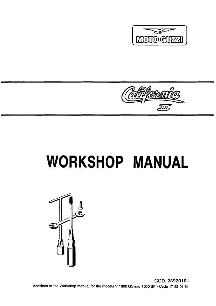 1982 to 1986 Moto Guzzi California II 1000 Service Manual