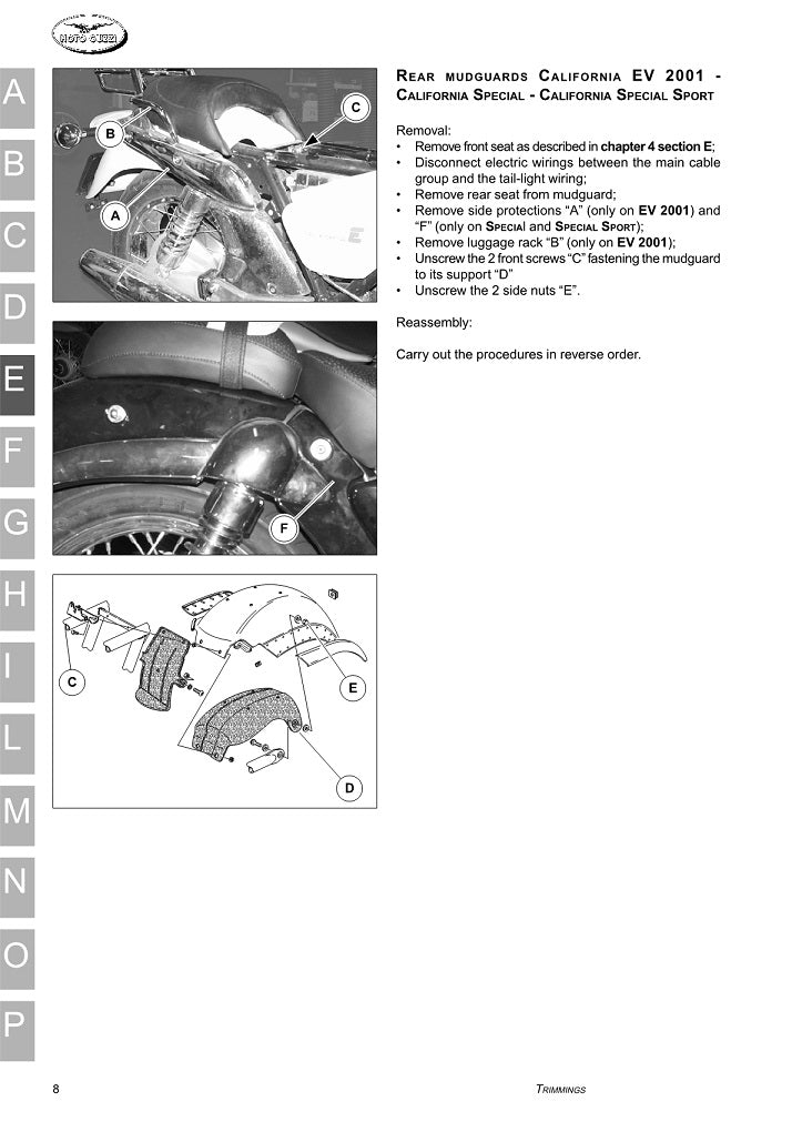 1997 a 2001 Moto Guzzi California 1100 EV Manual de servicio