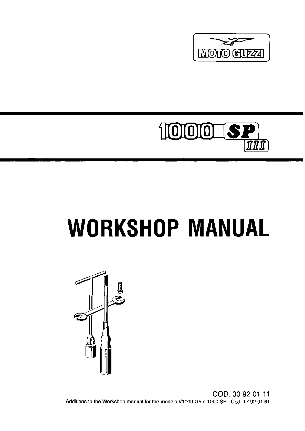 1988 to 1992 Moto Guzzi 1000 SP III Service Manual