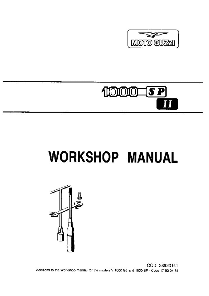 1983 to 1988 Moto Guzzi 1000 SP II Service Manual