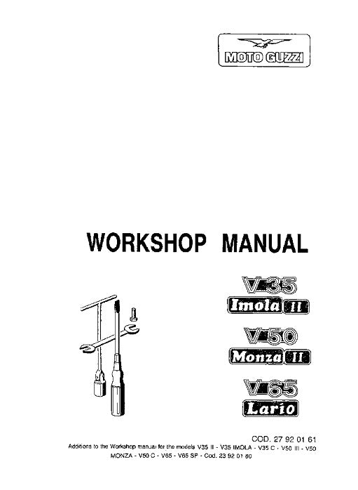 1984 to 1986 Moto Guzzi V35 Imola II 350 Service Manual