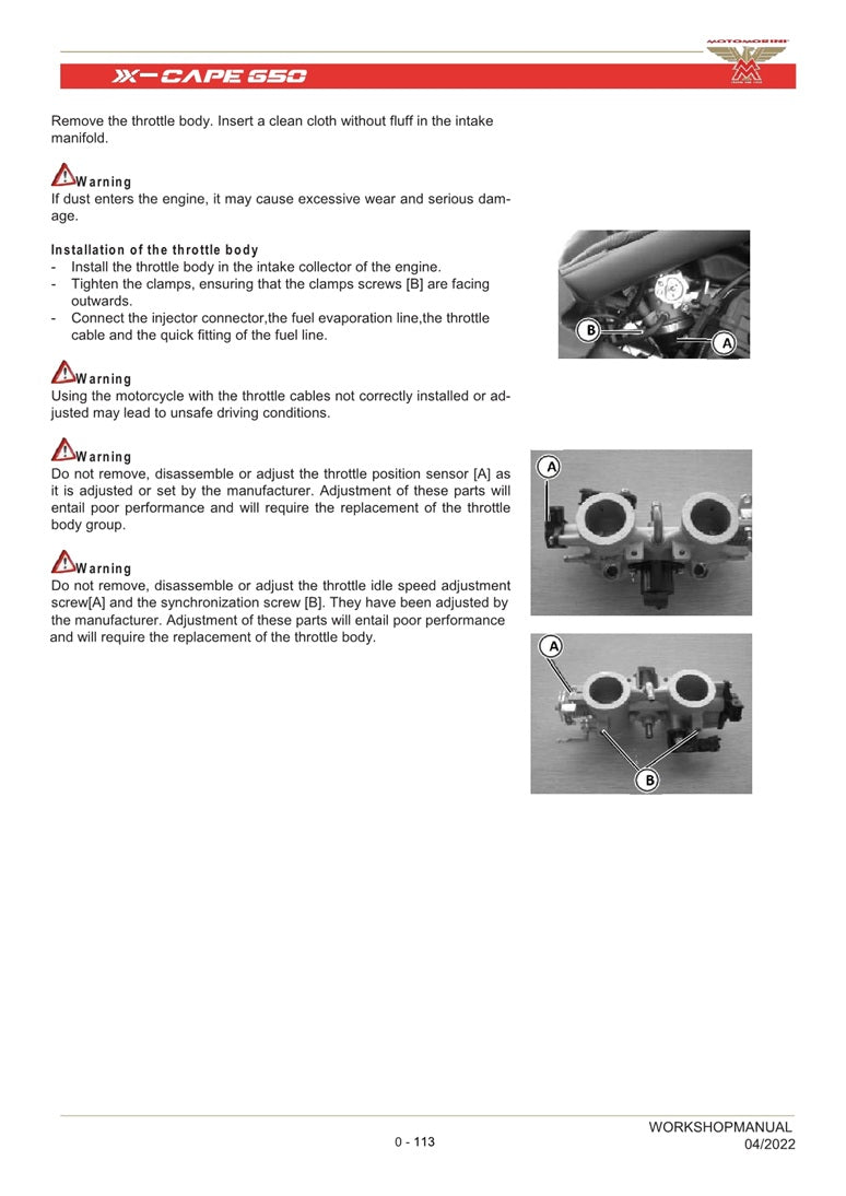 2022 onwards Moto Morini X-Cape 650 Service Manual