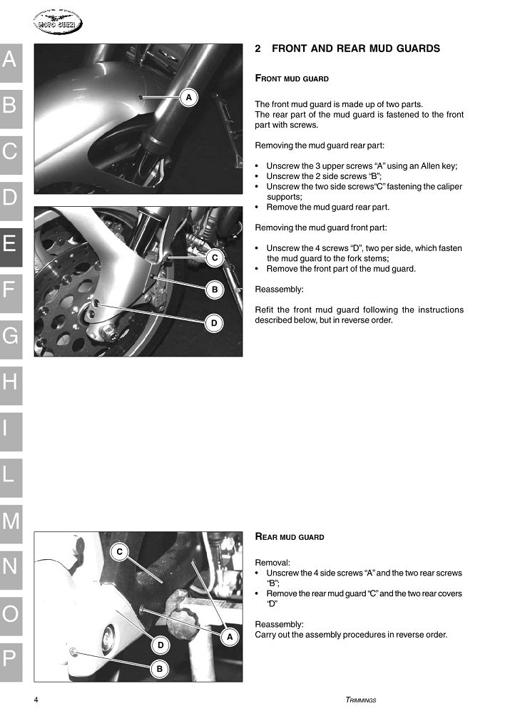 1999 a 2004 Moto Guzzi V11 Sport Manual de servicio desnudo