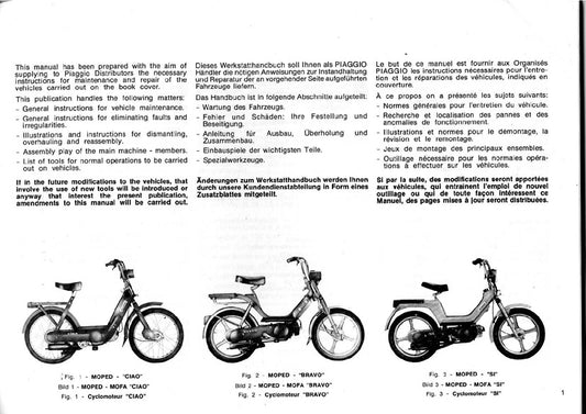 1967 on Vespa Ciao 50 50cc Scooter Service Manual