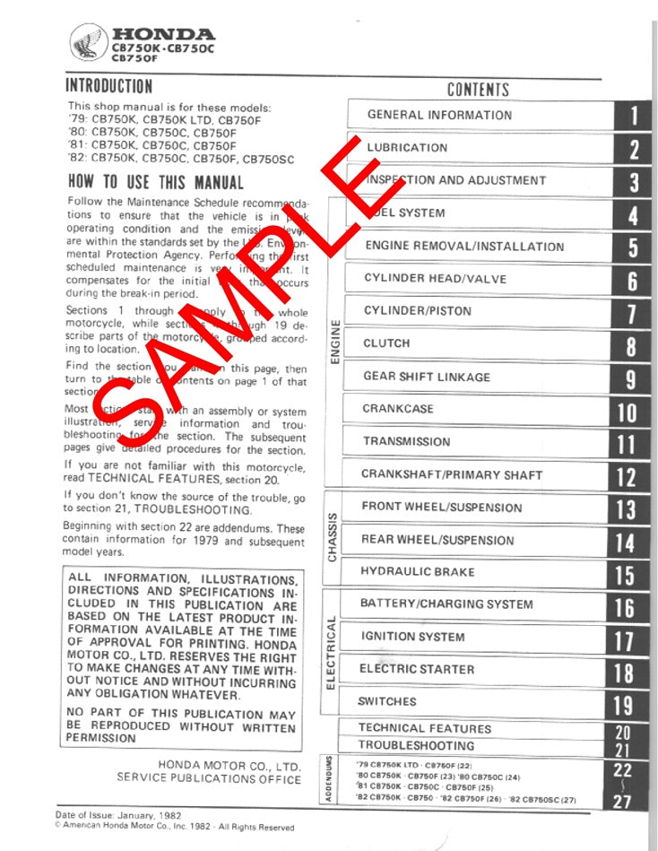 Free Sample of Service Manual