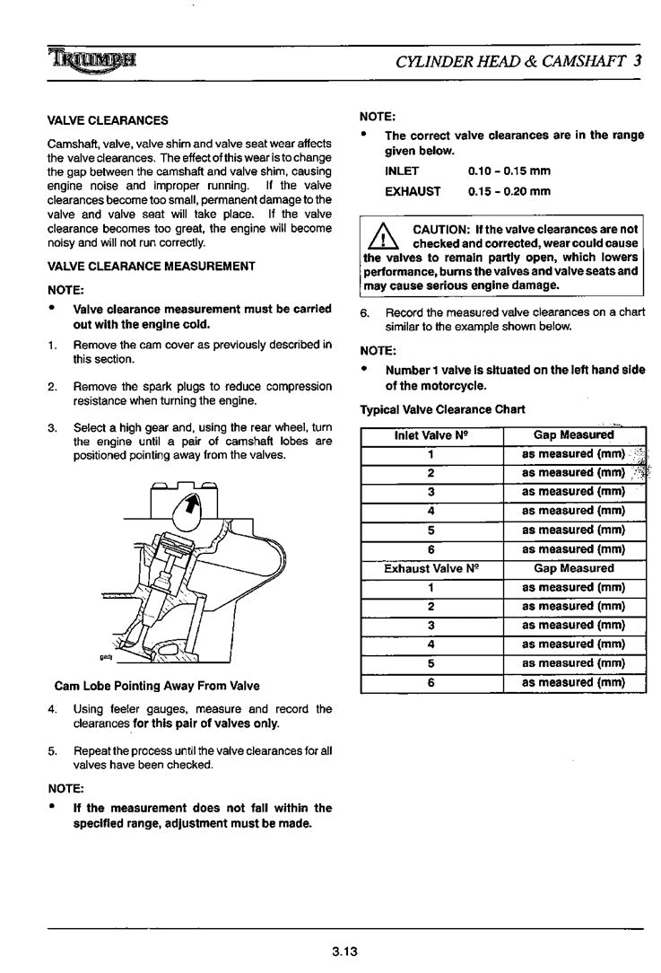 2001-2006 Triumph Tiger 955i Triple Service Manual