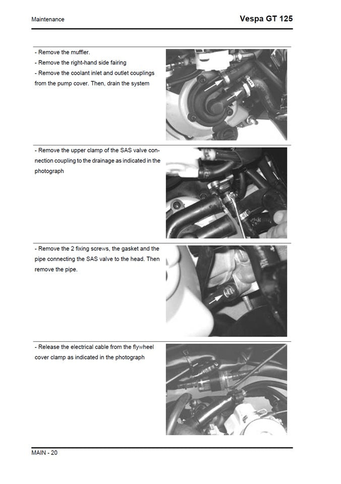 2008-2011 Vespa GT125 GT 125 Granturismo 125cc Scooter Service Manual