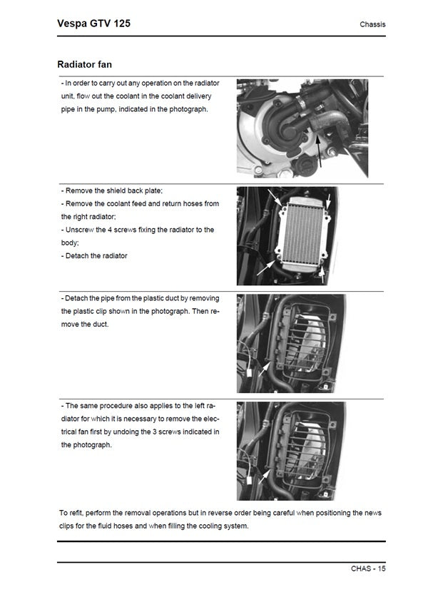 2007-2012 Vespa GTV 125 GTV125 125cc Scooter Service Manual