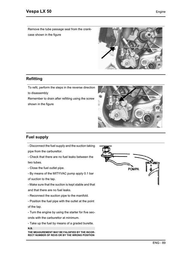 2005on Vespa LX50 LX 50 2t Scooter Service Manual