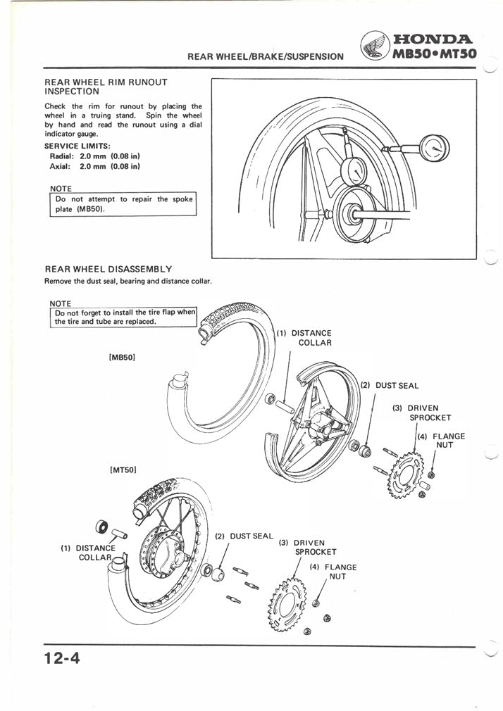 1979-2000 Honda MT50 MT5 MT-50 MT-5 Tornado Service Manual