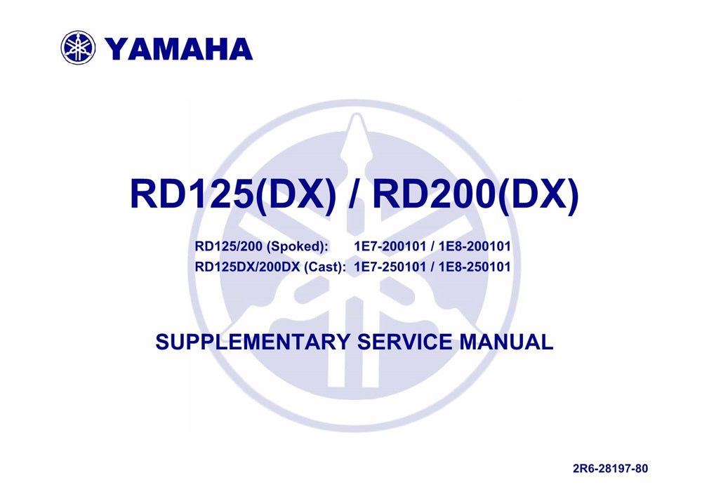 1976-1980 Yamaha RD125 RD 125 Service Manual