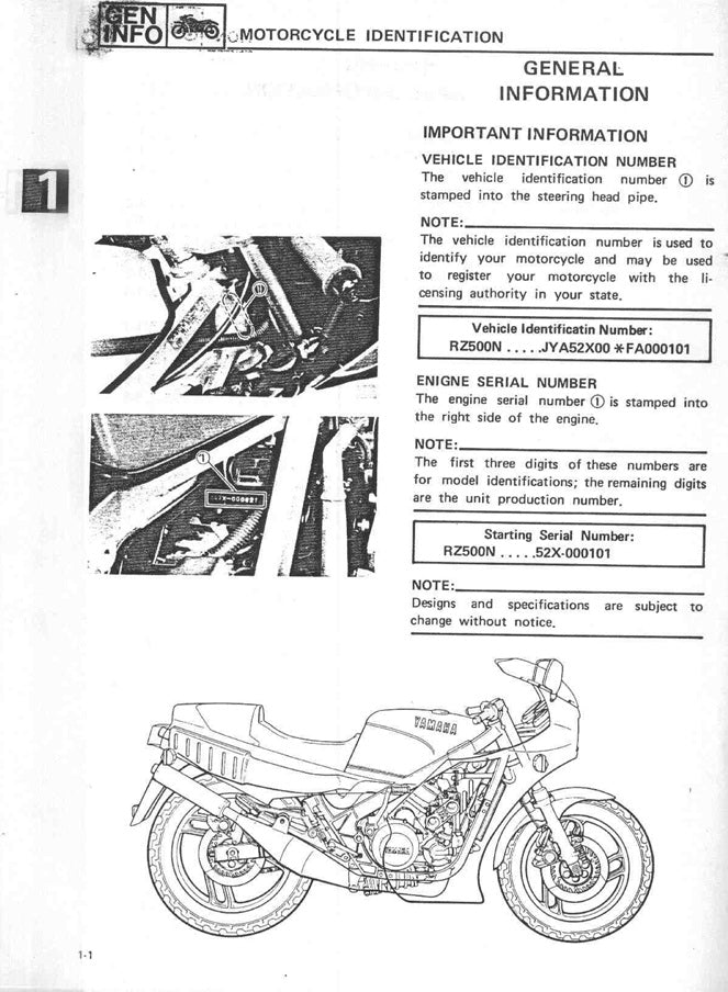 1984-1986 Yamaha RZ500LC RZ500 LC Service Manual