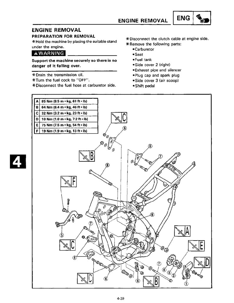 1991-1993 Yamaha WR500 WR 500 Service Manual