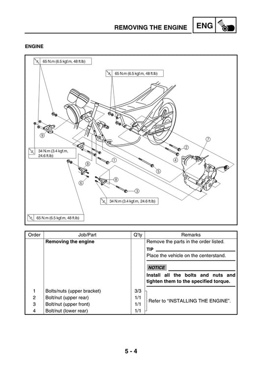 2005-2009 Yamaha YBR125 YBR 125 Manual de servicio