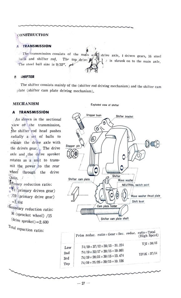 1964-1969 Yamaha YF1 YJ2 Service Manual