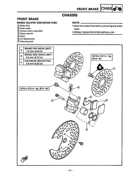 1988 to 2004 Yamaha YFM250 Bear Tracker ATV Quad Service Manual