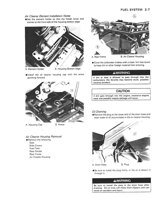 1990-2005 Kawasaki ZZR250 ZX250 EX250 Ninja Manual de servicio